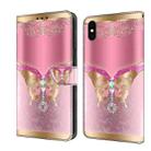 For iPhone XS Max Crystal 3D Shockproof Protective Leather Phone Case(Pink Bottom Butterfly) - 1