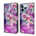 For iPhone 15 Pro Max Crystal 3D Shockproof Protective Leather Phone Case(Butterfly) - 1