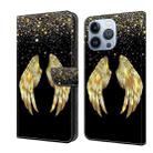 For iPhone 15 Pro Max Crystal 3D Shockproof Protective Leather Phone Case(Golden Wings) - 1