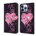 For iPhone 15 Pro Max Crystal 3D Shockproof Protective Leather Phone Case(Lace Love) - 1