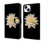 For iPhone 15 Plus Crystal 3D Shockproof Protective Leather Phone Case(White Flower) - 1