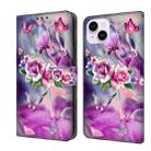 For iPhone 15 Plus Crystal 3D Shockproof Protective Leather Phone Case(Butterfly) - 1