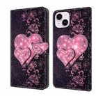 For iPhone 15 Plus Crystal 3D Shockproof Protective Leather Phone Case(Lace Love) - 1