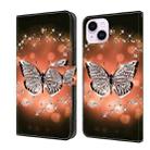 For iPhone 15 Plus Crystal 3D Shockproof Protective Leather Phone Case(Crystal Butterfly) - 1