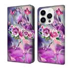 For iPhone 15 Pro Crystal 3D Shockproof Protective Leather Phone Case(Butterfly) - 1