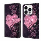 For iPhone 15 Pro Crystal 3D Shockproof Protective Leather Phone Case(Lace Love) - 1