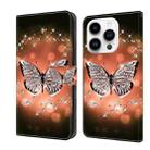 For iPhone 15 Pro Crystal 3D Shockproof Protective Leather Phone Case(Crystal Butterfly) - 1