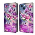For iPhone 15 Crystal 3D Shockproof Protective Leather Phone Case(Butterfly) - 1