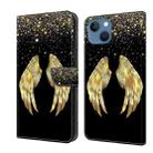 For iPhone 15 Crystal 3D Shockproof Protective Leather Phone Case(Golden Wings) - 1