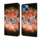 For iPhone 15 Crystal 3D Shockproof Protective Leather Phone Case(Crystal Butterfly) - 1