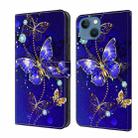 For iPhone 15 Crystal 3D Shockproof Protective Leather Phone Case(Diamond Butterfly) - 1