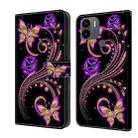 For Xiaomi Redmi A1+ / A2 / A2+ Crystal 3D Shockproof Protective Leather Phone Case(Purple Flower Butterfly) - 1