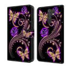 For Xiaomi Redmi 9 Crystal 3D Shockproof Protective Leather Phone Case(Purple Flower Butterfly) - 1
