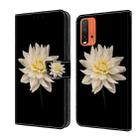 For Xiaomi Redmi 9T Crystal 3D Shockproof Protective Leather Phone Case(White Flower) - 1