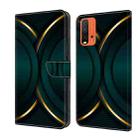 For Xiaomi Redmi 9T Crystal 3D Shockproof Protective Leather Phone Case(Gold Outline) - 1