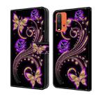 For Xiaomi Redmi 9T Crystal 3D Shockproof Protective Leather Phone Case(Purple Flower Butterfly) - 1