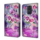 For Xiaomi Redmi Note 9 Crystal 3D Shockproof Protective Leather Phone Case(Butterfly) - 1