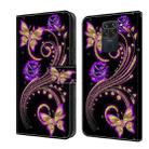 For Xiaomi Redmi Note 9 Crystal 3D Shockproof Protective Leather Phone Case(Purple Flower Butterfly) - 1