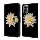 For Xiaomi Redmi Note 10 4G Crystal 3D Shockproof Protective Leather Phone Case(White Flower) - 1