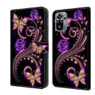For Xiaomi Redmi Note 10 4G Crystal 3D Shockproof Protective Leather Phone Case(Purple Flower Butterfly) - 1
