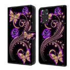 For Xiaomi Redmi Note 11 Global Crystal 3D Shockproof Protective Leather Phone Case(Purple Flower Butterfly) - 1