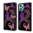 For Xiaomi Redmi Note 12 5G Global / Poco X5 Crystal 3D Shockproof Protective Leather Phone Case(Purple Flower Butterfly) - 1