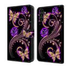 For Samsung Galaxy A14 4G / 5G Crystal 3D Shockproof Protective Leather Phone Case(Purple Flower Butterfly) - 1