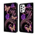 For Samsung Galaxy A23 5G Crystal 3D Shockproof Protective Leather Phone Case(Purple Flower Butterfly) - 1