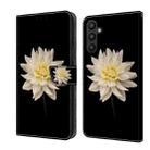 For Samsung Galaxy A34 5G Crystal 3D Shockproof Protective Leather Phone Case(White Flower) - 1