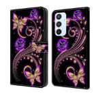 For Samsung Galaxy A54 5G Crystal 3D Shockproof Protective Leather Phone Case(Purple Flower Butterfly) - 1
