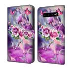 For Samsung Galaxy S10+ Crystal 3D Shockproof Protective Leather Phone Case(Butterfly) - 1