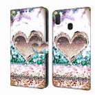 For Samsung Galaxy S10e Crystal 3D Shockproof Protective Leather Phone Case(Pink Diamond Heart) - 1