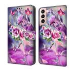 For Samsung Galaxy S21 Crystal 3D Shockproof Protective Leather Phone Case(Butterfly) - 1