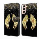 For Samsung Galaxy S21 Crystal 3D Shockproof Protective Leather Phone Case(Golden Wings) - 1