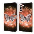 For Samsung Galaxy S21 Crystal 3D Shockproof Protective Leather Phone Case(Crystal Butterfly) - 1