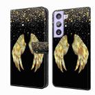 For Samsung Galaxy S21+ Crystal 3D Shockproof Protective Leather Phone Case(Golden Wings) - 1