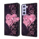 For Samsung Galaxy S21+ Crystal 3D Shockproof Protective Leather Phone Case(Lace Love) - 1