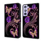 For Samsung Galaxy S21+ Crystal 3D Shockproof Protective Leather Phone Case(Purple Flower Butterfly) - 1