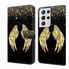 For Samsung Galaxy S21 Ultra Crystal 3D Shockproof Protective Leather Phone Case(Golden Wings) - 1