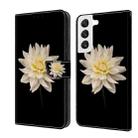 For Samsung Galaxy S22 Crystal 3D Shockproof Protective Leather Phone Case(White Flower) - 1