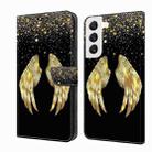 For Samsung Galaxy S22 Crystal 3D Shockproof Protective Leather Phone Case(Golden Wings) - 1