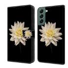 For Samsung Galaxy S22+ Crystal 3D Shockproof Protective Leather Phone Case(White Flower) - 1