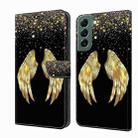 For Samsung Galaxy S22+ Crystal 3D Shockproof Protective Leather Phone Case(Golden Wings) - 1