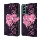 For Samsung Galaxy S22+ Crystal 3D Shockproof Protective Leather Phone Case(Lace Love) - 1