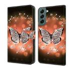 For Samsung Galaxy S22+ Crystal 3D Shockproof Protective Leather Phone Case(Crystal Butterfly) - 1