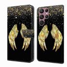 For Samsung Galaxy S22 Ultra Crystal 3D Shockproof Protective Leather Phone Case(Golden Wings) - 1