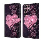 For Samsung Galaxy S22 Ultra Crystal 3D Shockproof Protective Leather Phone Case(Lace Love) - 1