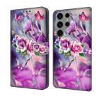 For Samsung Galaxy S23 Ultra Crystal 3D Shockproof Protective Leather Phone Case(Butterfly) - 1