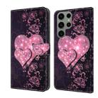 For Samsung Galaxy S23 Ultra Crystal 3D Shockproof Protective Leather Phone Case(Lace Love) - 1