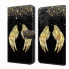 For Samsung Galaxy S23+ Crystal 3D Shockproof Protective Leather Phone Case(Golden Wings) - 1